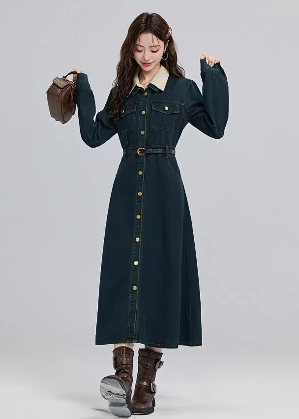 RETRO DENIM A-LINE SHIRT DRESS