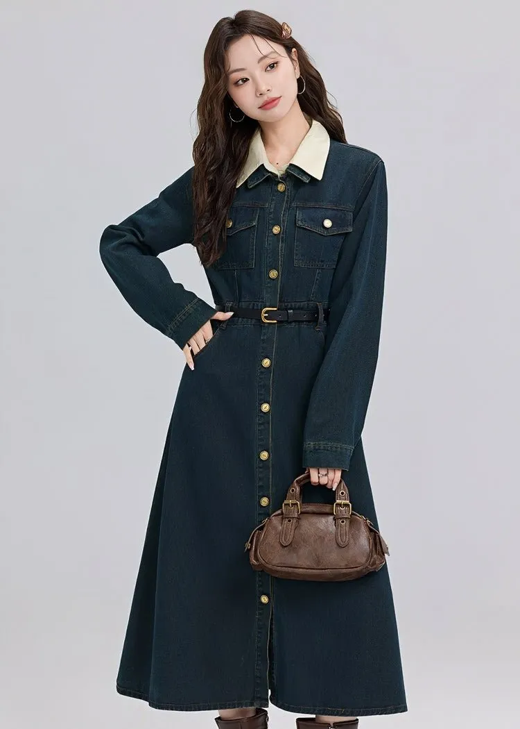 RETRO DENIM A-LINE SHIRT DRESS
