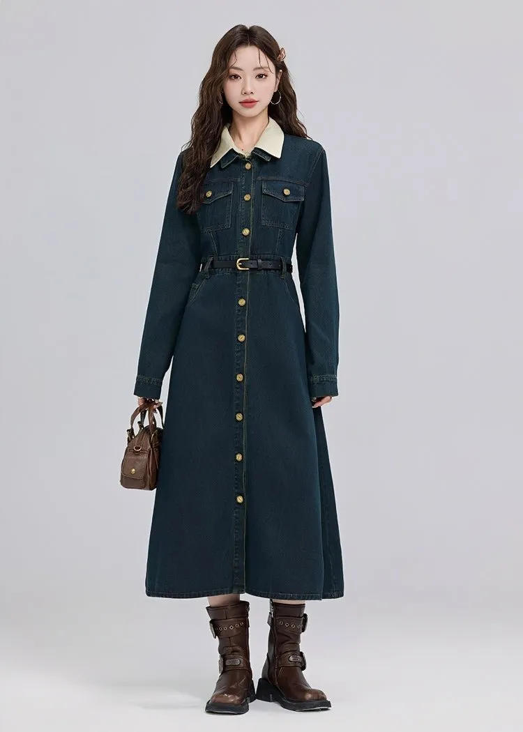 RETRO DENIM A-LINE SHIRT DRESS