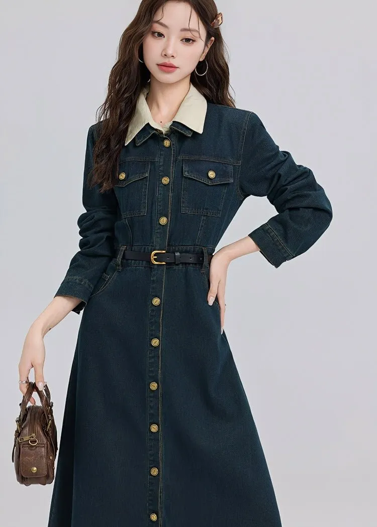 RETRO DENIM A-LINE SHIRT DRESS