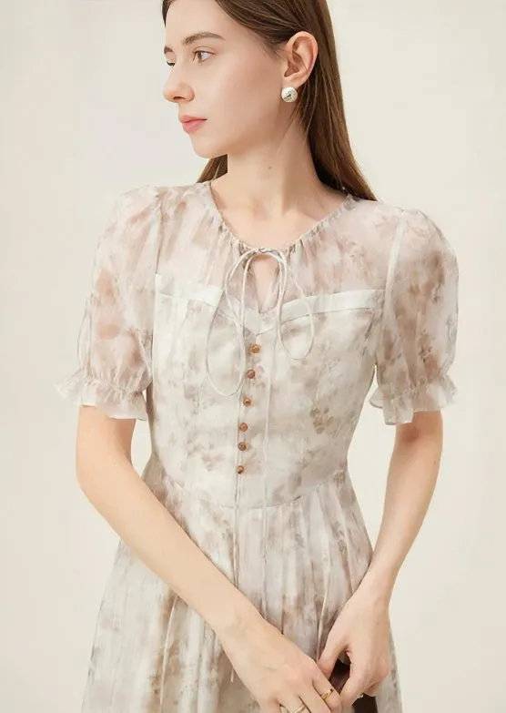 RETRO FLOWER CHIFFON DRESS