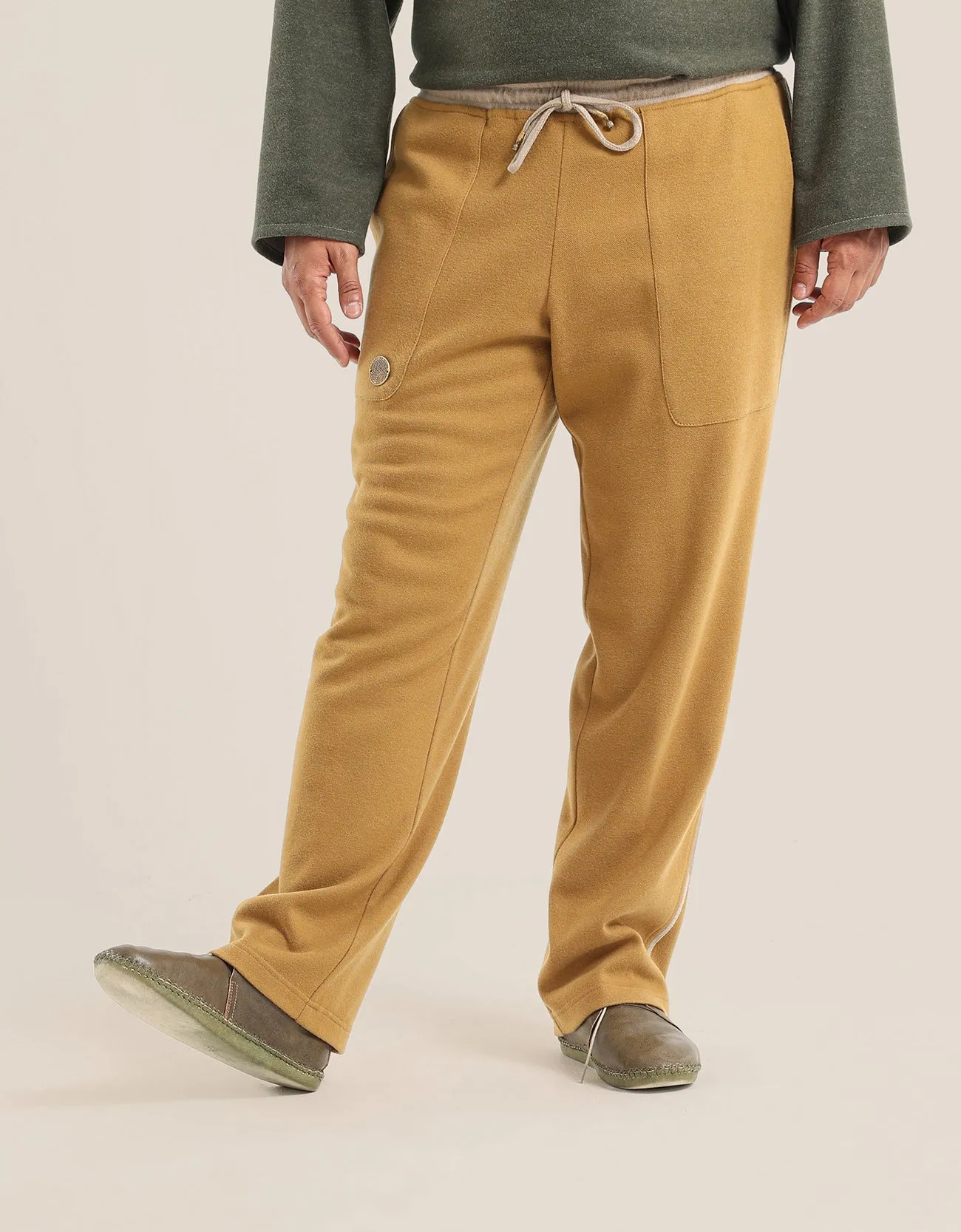Reversible straight leg pants with elastic waistband
