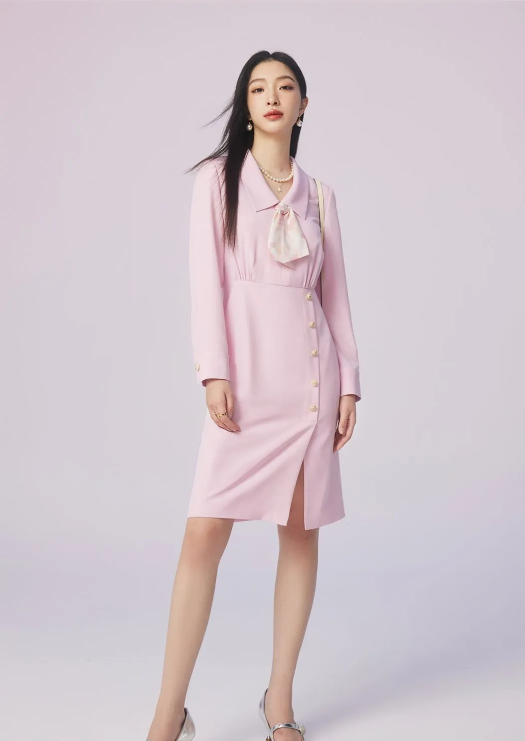 RIBBON TIE SHIRT DRESS
