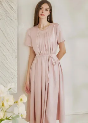 ROUND NECK DRAPED DRESS