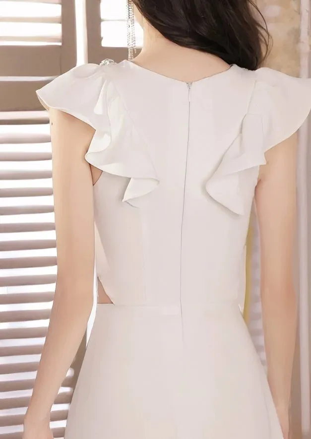 SIDE BEADED RUFFLE DRESS