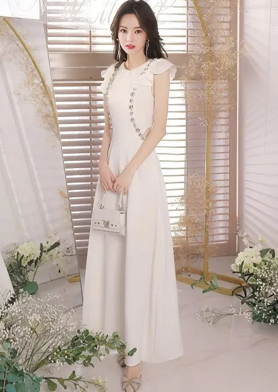 SIDE BEADED RUFFLE DRESS