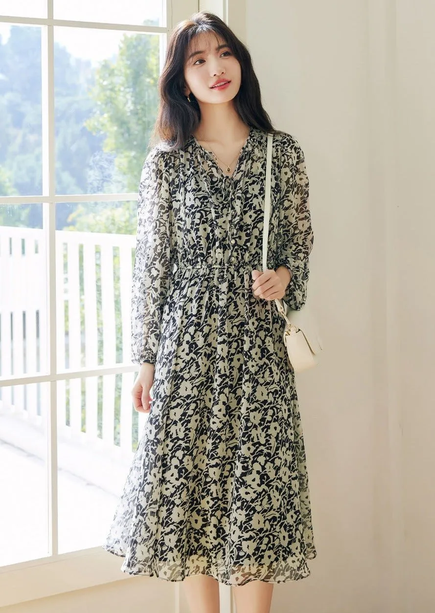 SPRING RETRO FLORAL DESIGN DRESS