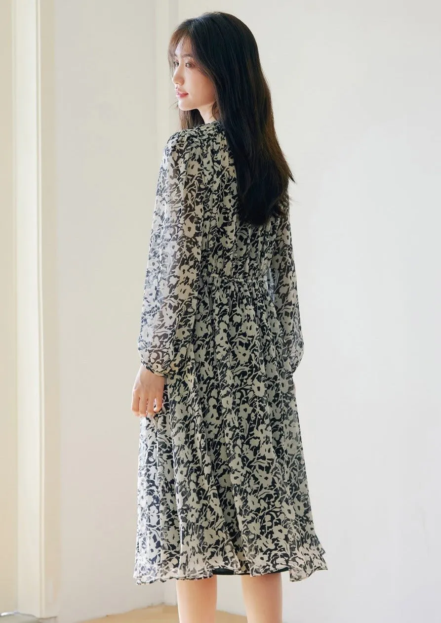 SPRING RETRO FLORAL DESIGN DRESS