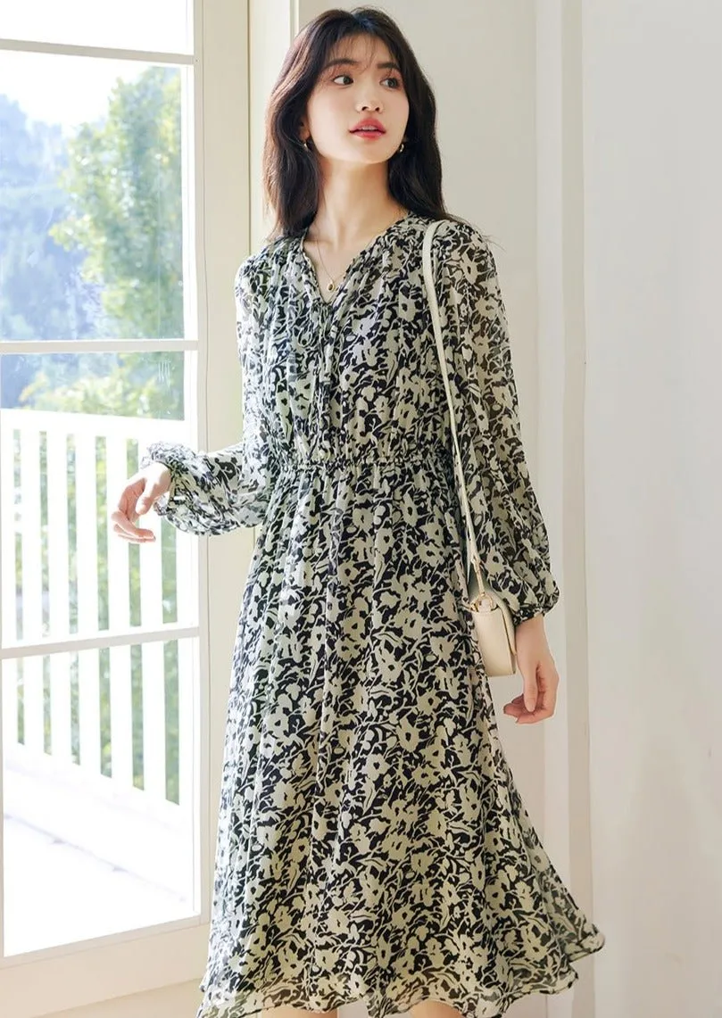 SPRING RETRO FLORAL DESIGN DRESS