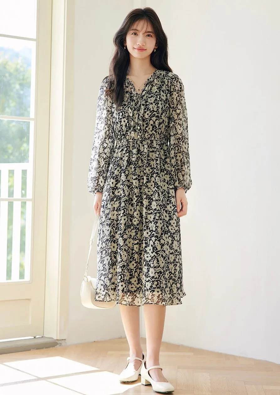 SPRING RETRO FLORAL DESIGN DRESS