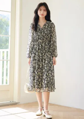 SPRING RETRO FLORAL DESIGN DRESS