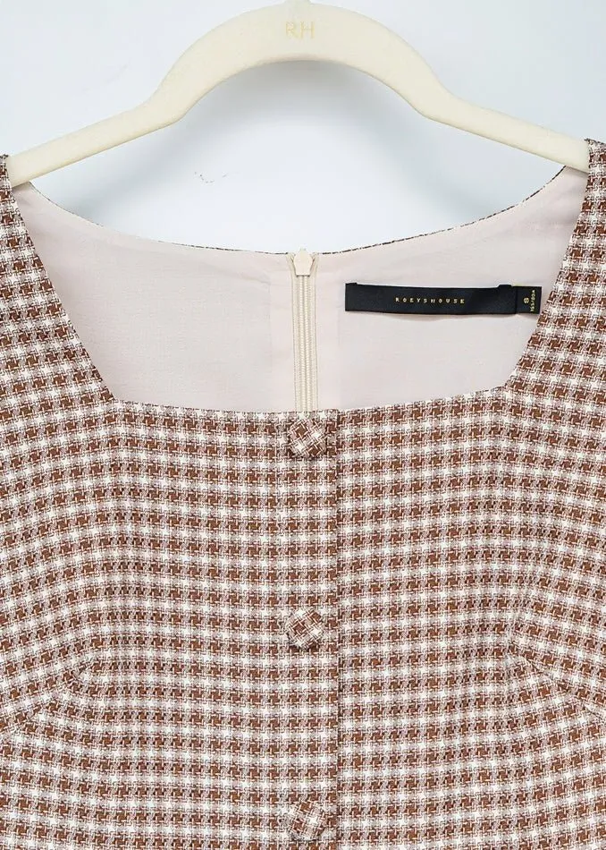 SQUARE PUFF SLEEVE LATTICE DRESS
