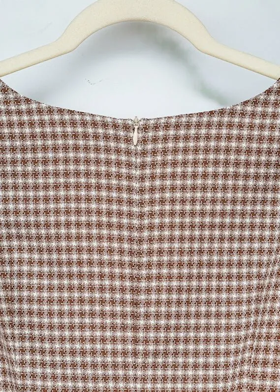 SQUARE PUFF SLEEVE LATTICE DRESS