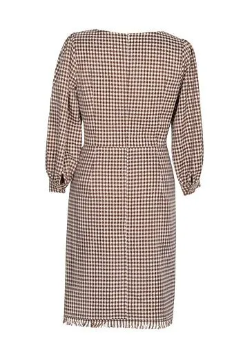 SQUARE PUFF SLEEVE LATTICE DRESS