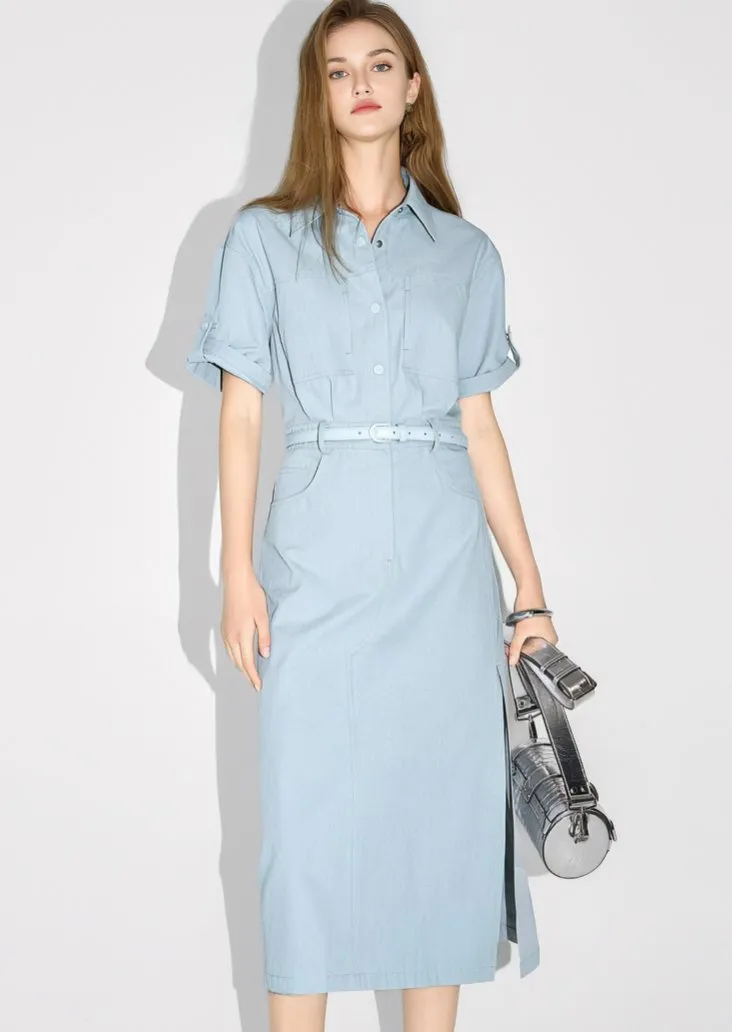 TEMPERAMENT WAIST SHIRT DRESS