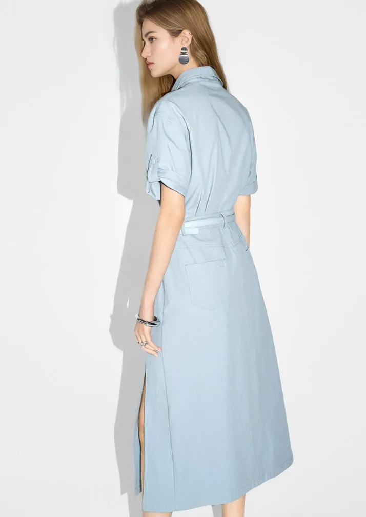 TEMPERAMENT WAIST SHIRT DRESS