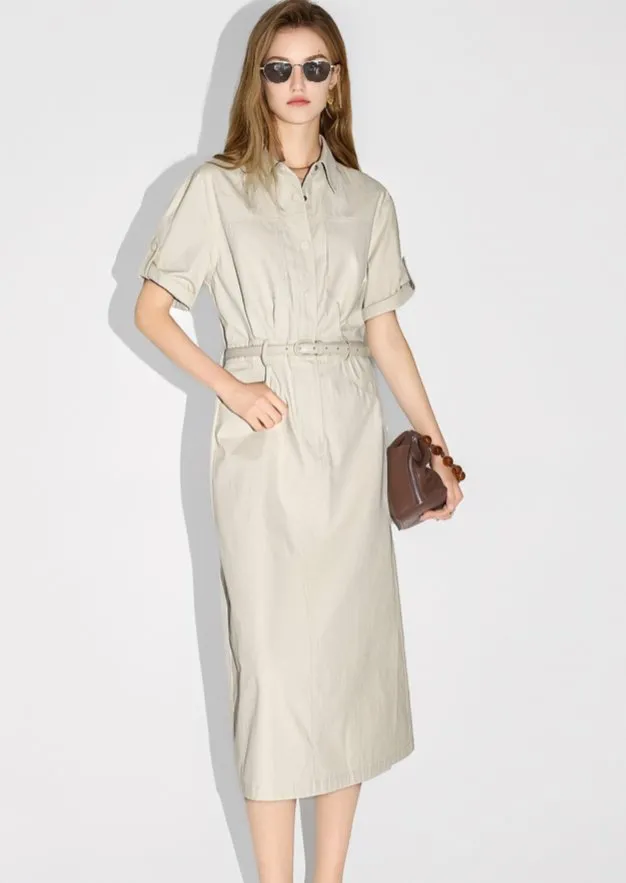TEMPERAMENT WAIST SHIRT DRESS
