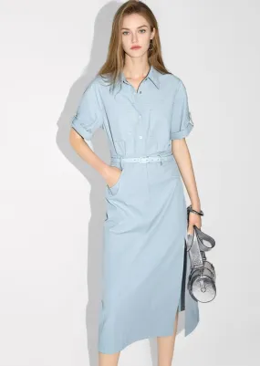 TEMPERAMENT WAIST SHIRT DRESS