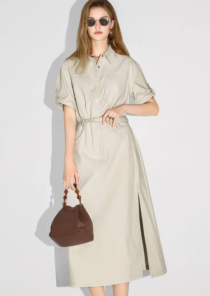 TEMPERAMENT WAIST SHIRT DRESS