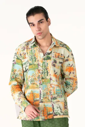 Venice Canvas Printed Button Down Shirt