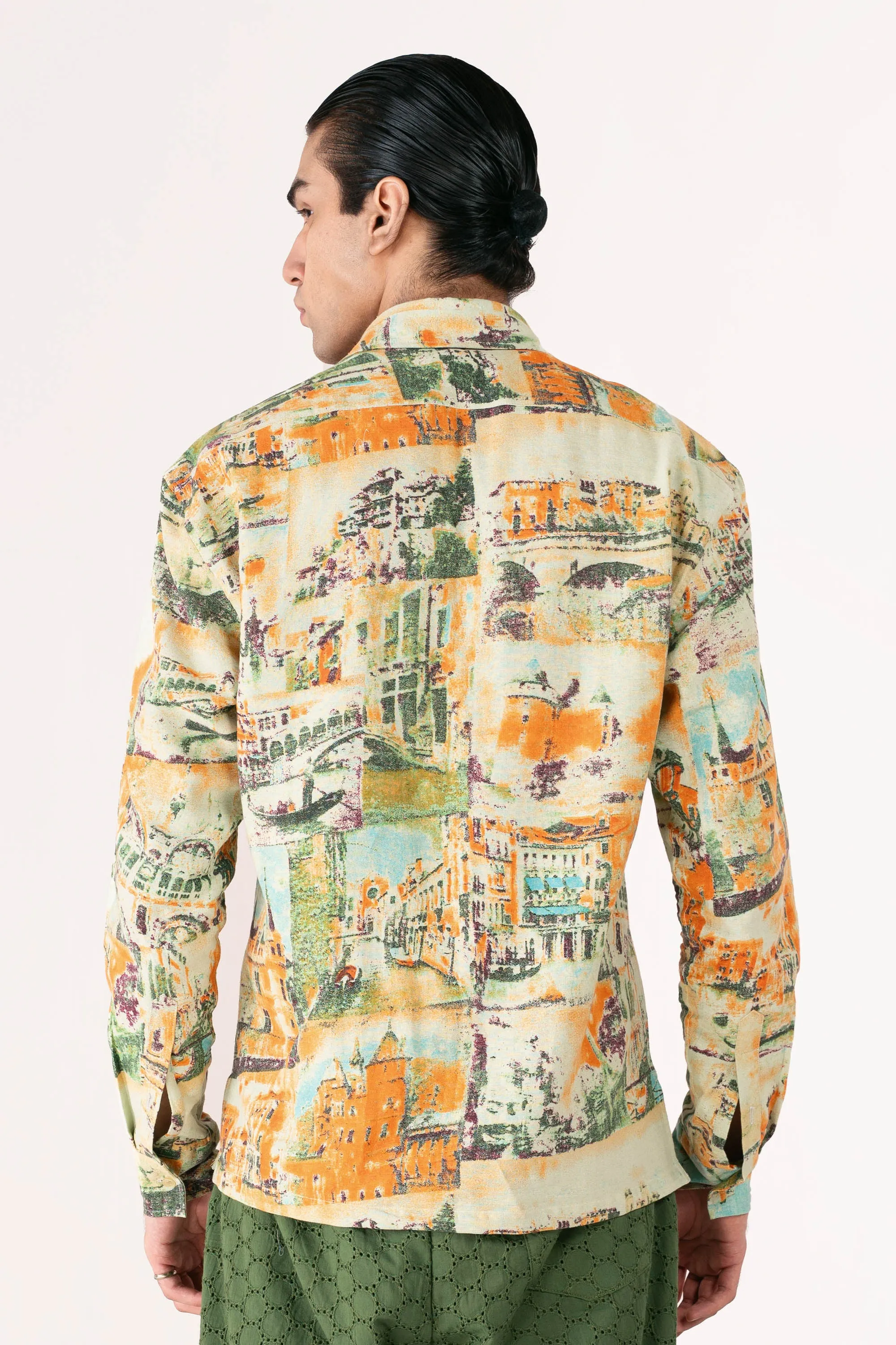 Venice Canvas Printed Button Down Shirt