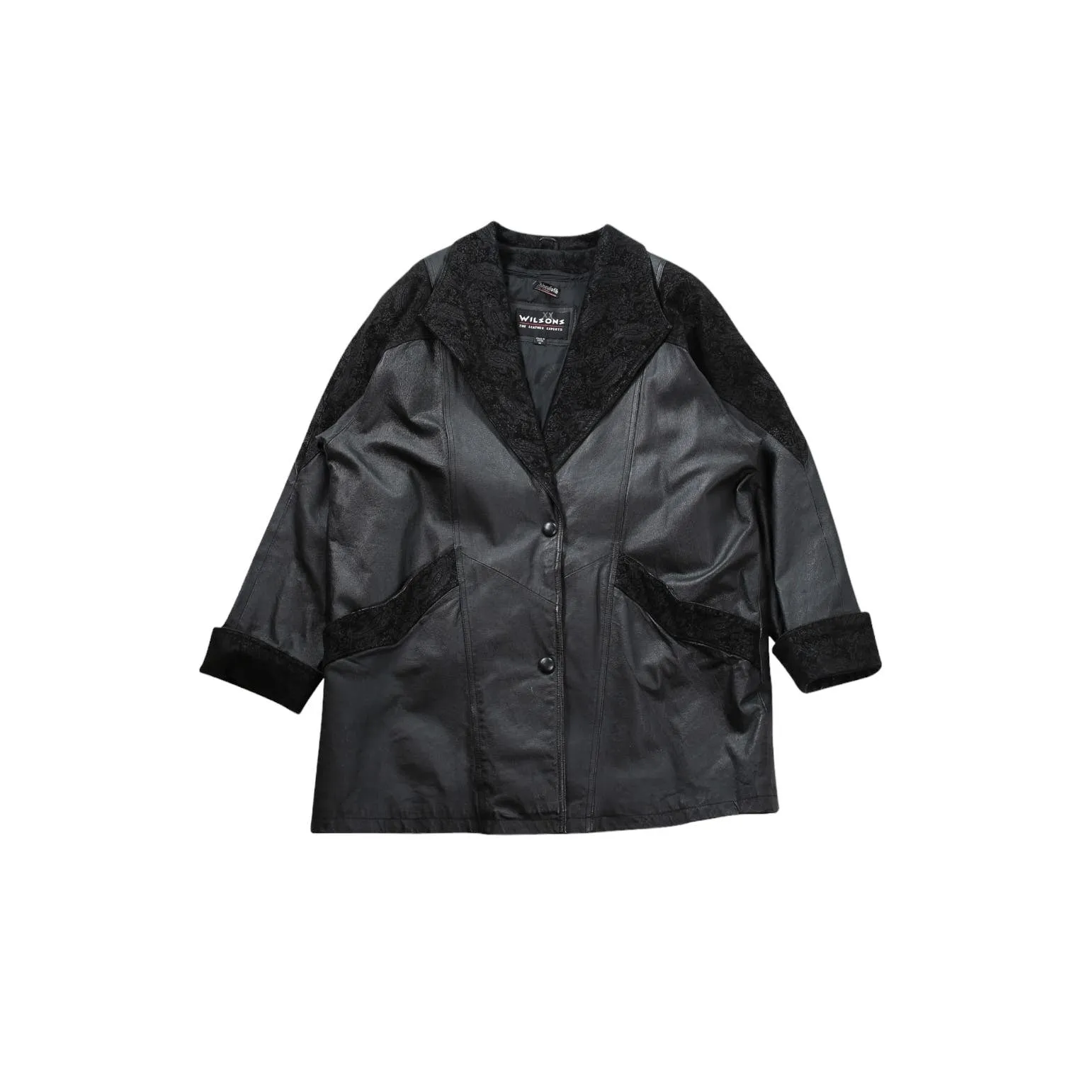 Vintage 90 Wilsons Leather Thinsulate Black Longline Coatdid you