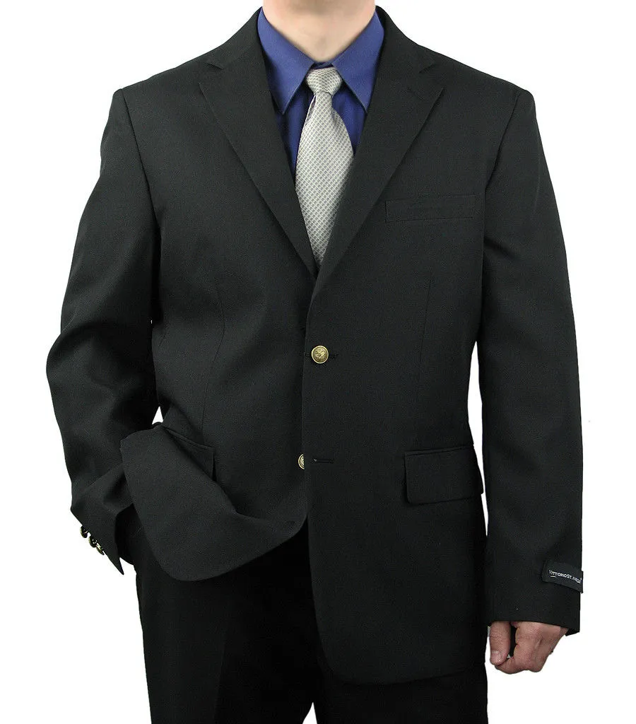 Vittorio Mens Black 2 Brass Button Classic Style Blazer Z72TA