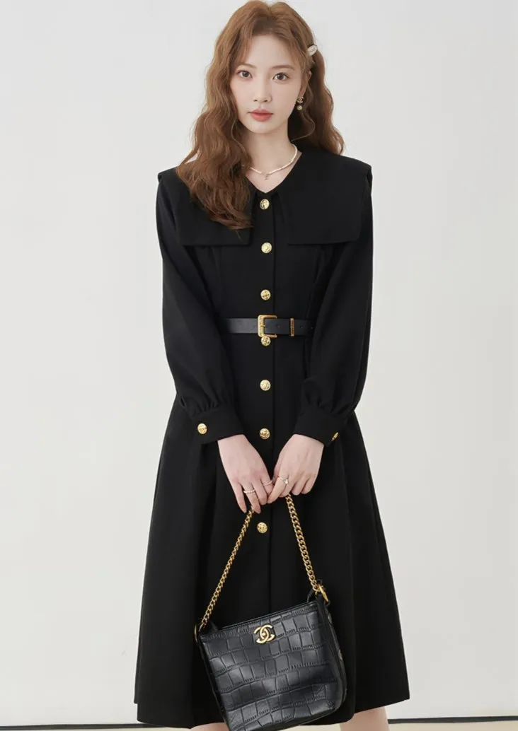 WAIST STRAP BUTTON DRESS