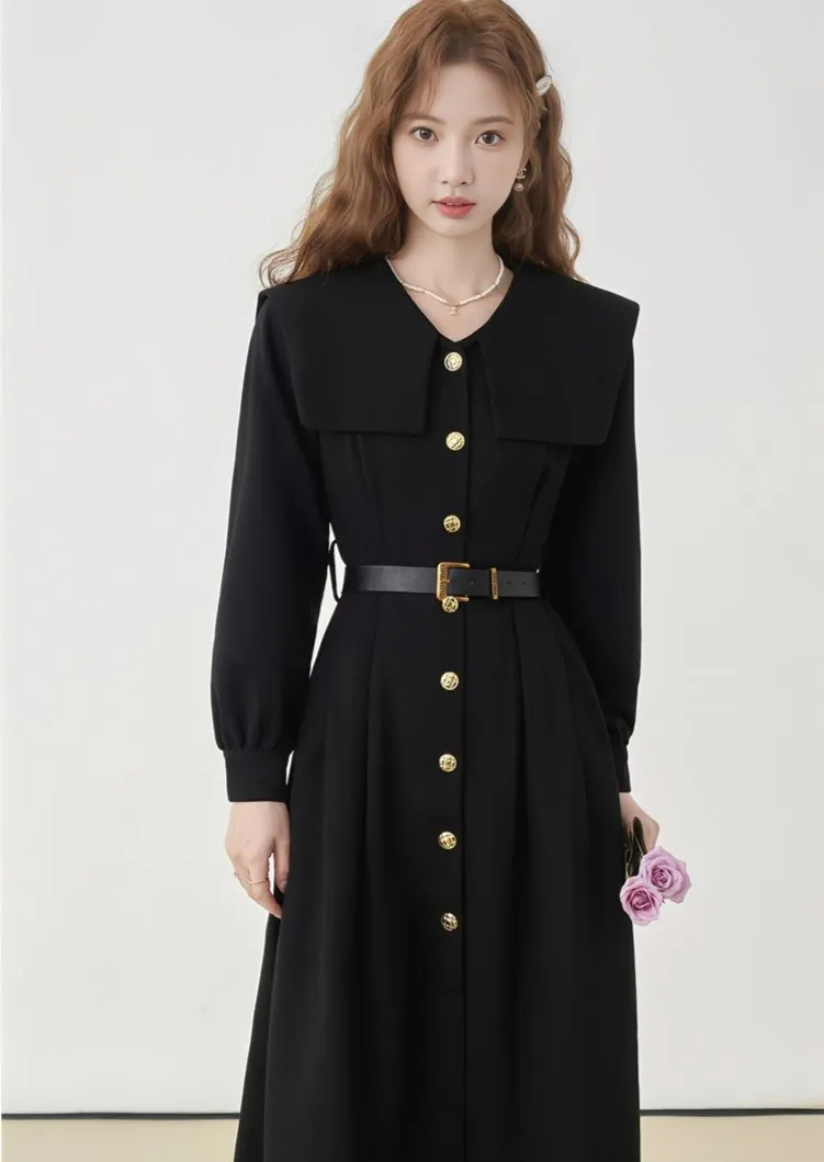 WAIST STRAP BUTTON DRESS