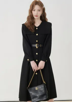 WAIST STRAP BUTTON DRESS