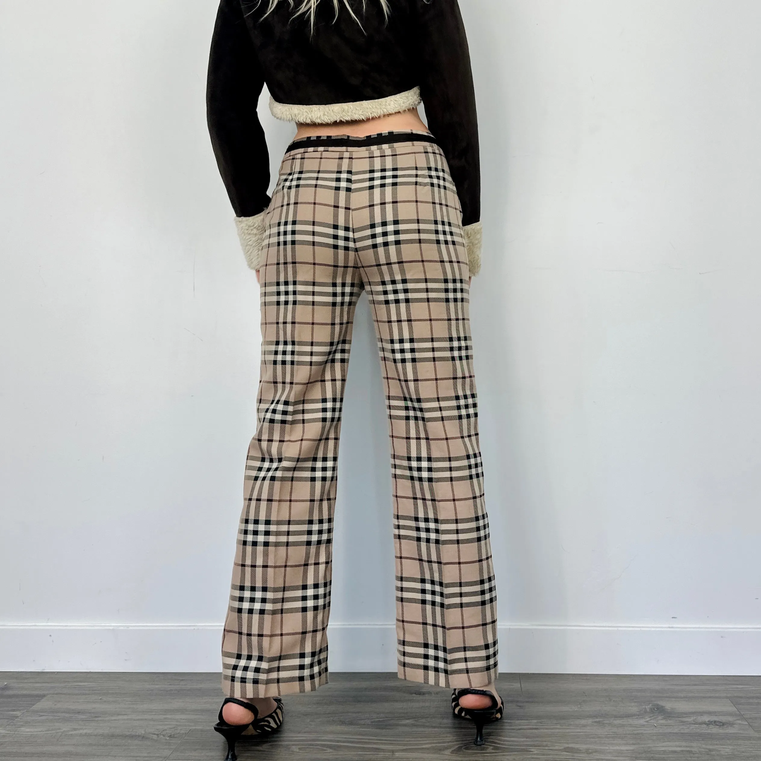 Wide Leg Plaid Pants (M)
