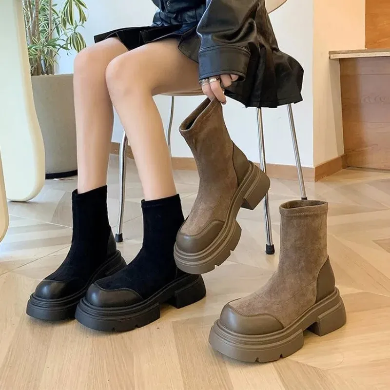 Winter Rubber Zipper Round Toe Rain Lolita Ankle Boot