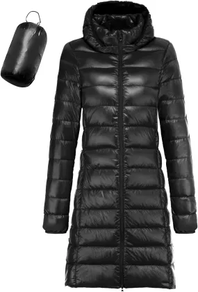 Womens 2024 Winter Outdoor Commuting Long Puffer Coats Thick Warm Soft Slim Down Jackets Casual Zipper Hooded Overcoat