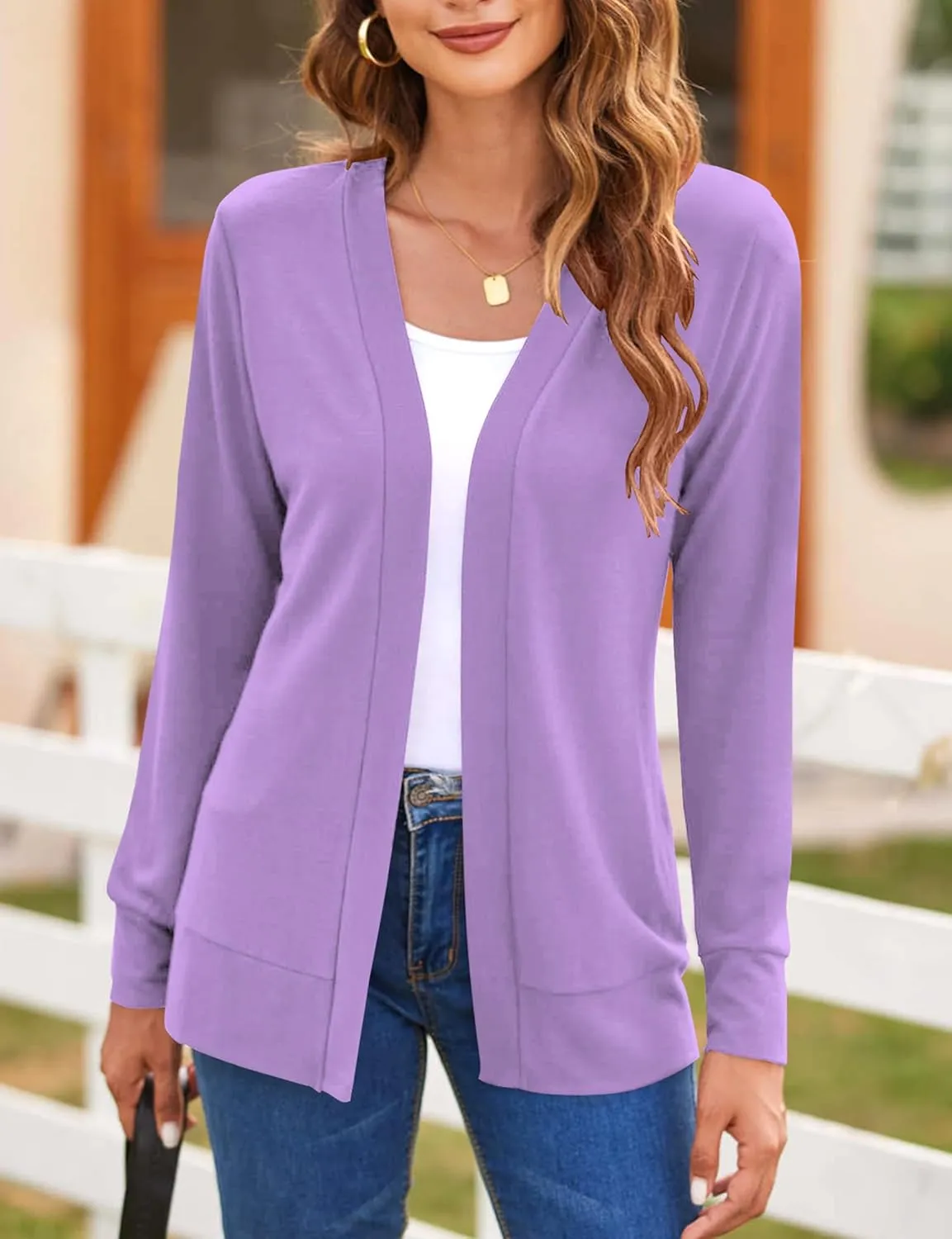 Womens Casual Lightweight Long Sleeve Cardigan Flowy Soft Open Front Knit Cardigan Sweaters