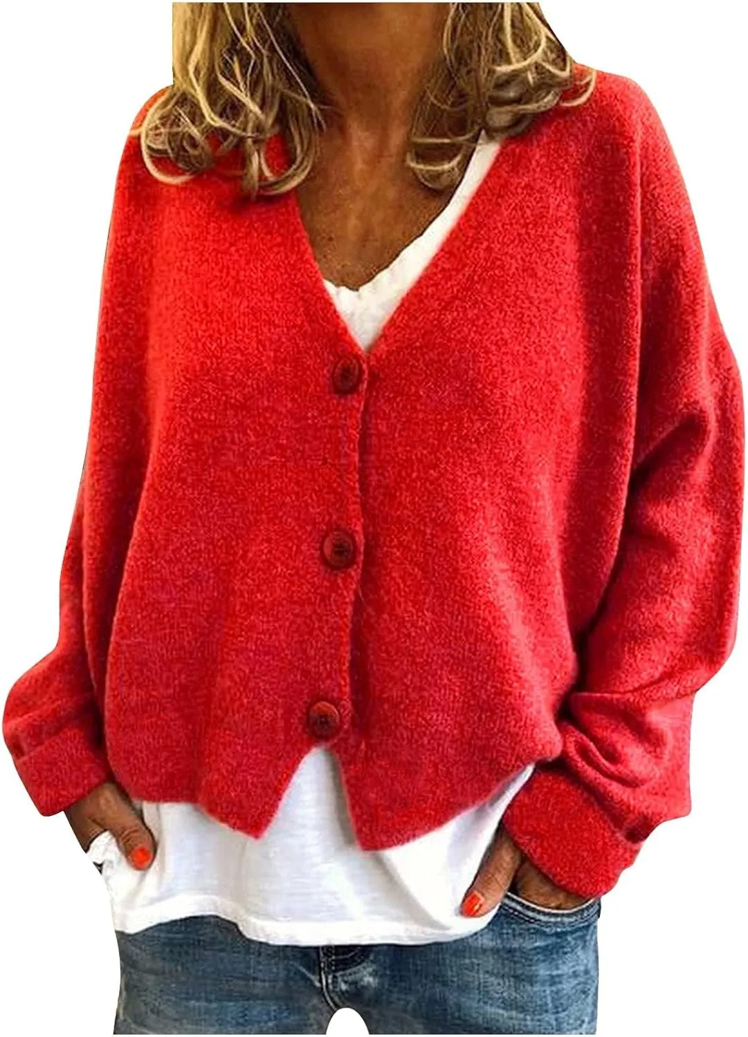 Womens Cropped Cardigan Trendy Fall Fashion Casual Soft Long Sleeve Sweaters Cardigan Button Down Knitwear