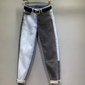 Women's Patchwork High-Waist Long Jeans