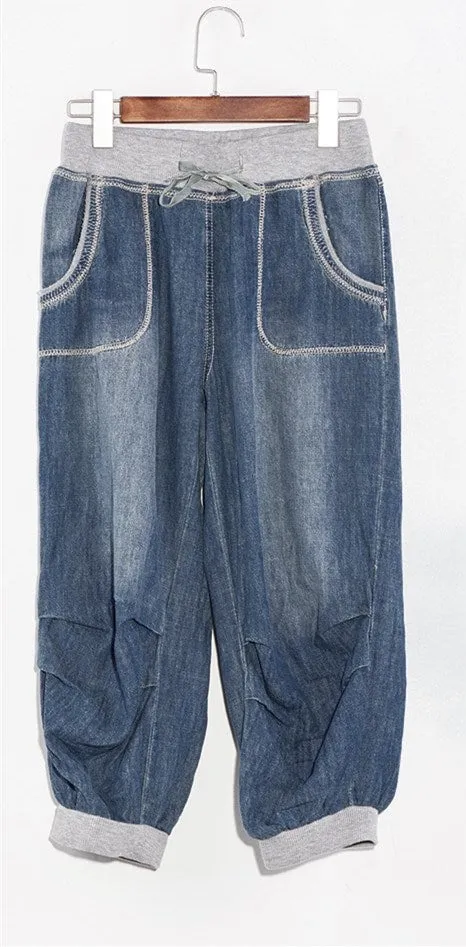 Women's Summer Calf-Length Loose Harem Jeans