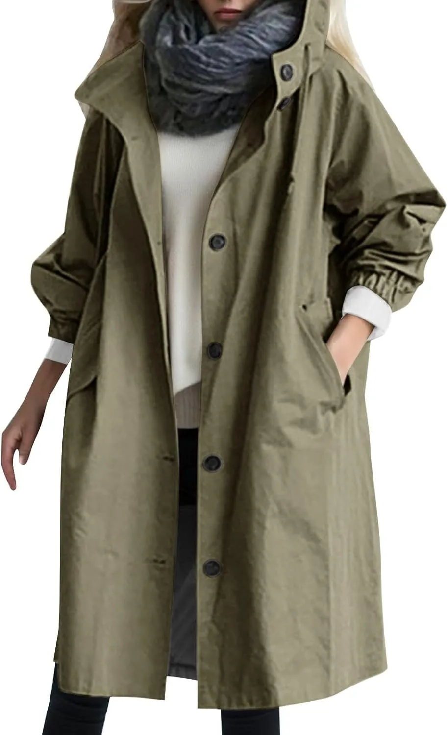 Women's Trench Coat 2024 Long Double-Breasted Fall Fashion Windbreaker Jackets Classic Lapel Slim Overcoat Outerwear