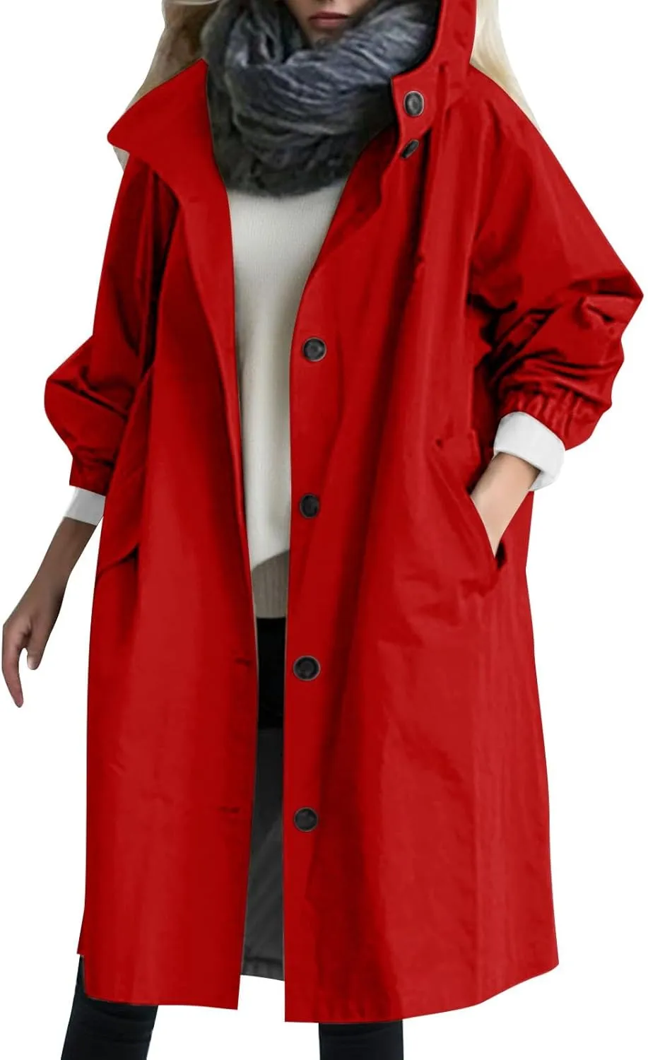Women's Trench Coat 2024 Long Double-Breasted Fall Fashion Windbreaker Jackets Classic Lapel Slim Overcoat Outerwear
