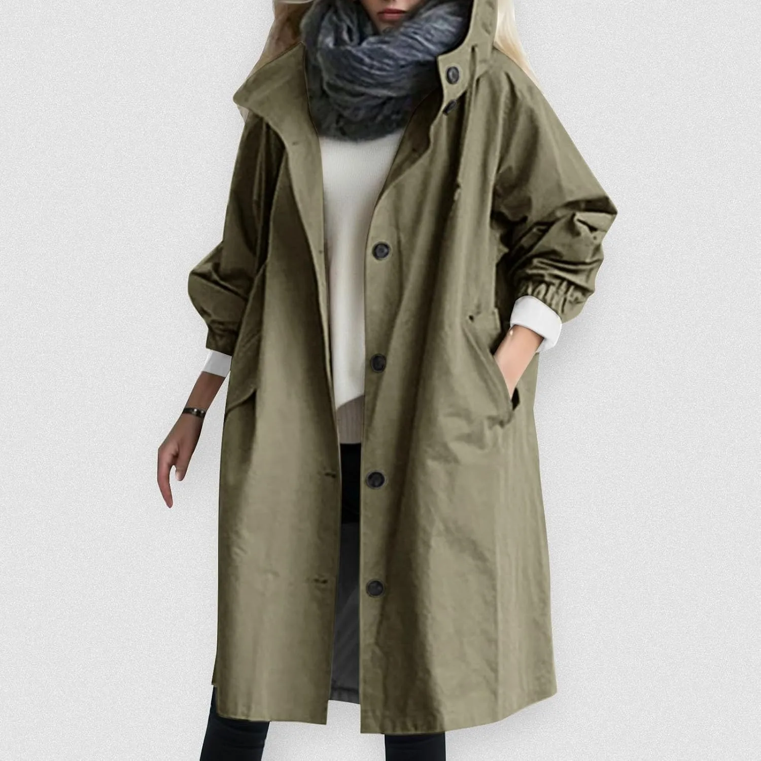 Women's Trench Coat 2024 Long Double-Breasted Fall Fashion Windbreaker Jackets Classic Lapel Slim Overcoat Outerwear