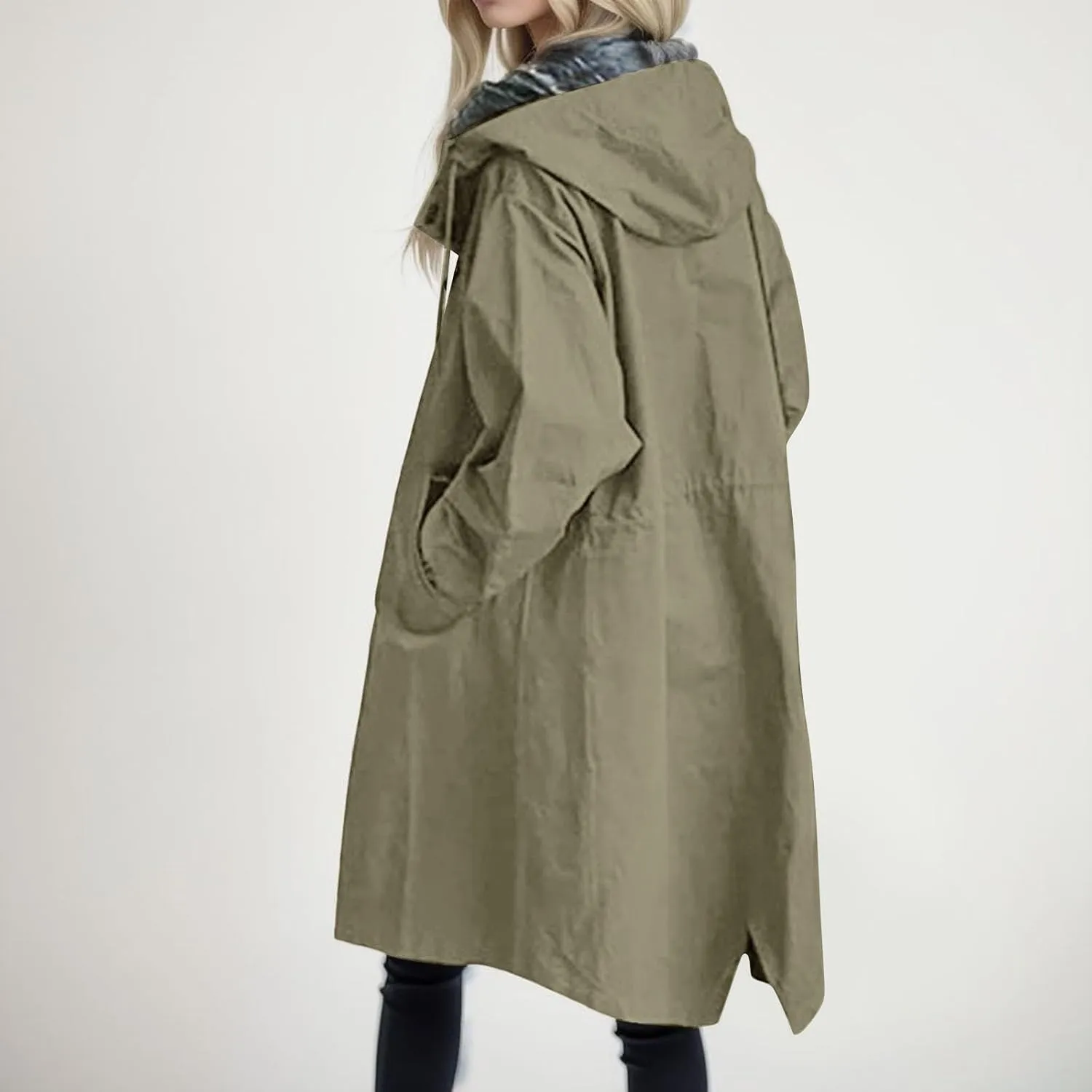 Women's Trench Coat 2024 Long Double-Breasted Fall Fashion Windbreaker Jackets Classic Lapel Slim Overcoat Outerwear