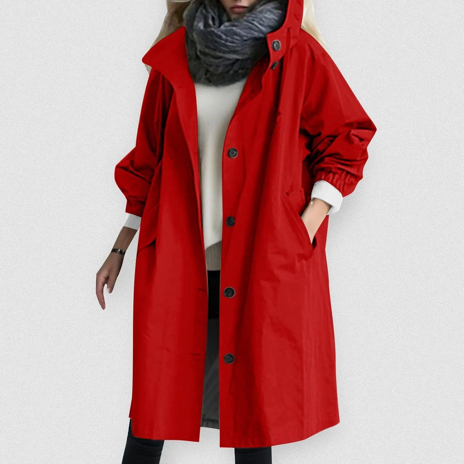 Women's Trench Coat 2024 Long Double-Breasted Fall Fashion Windbreaker Jackets Classic Lapel Slim Overcoat Outerwear