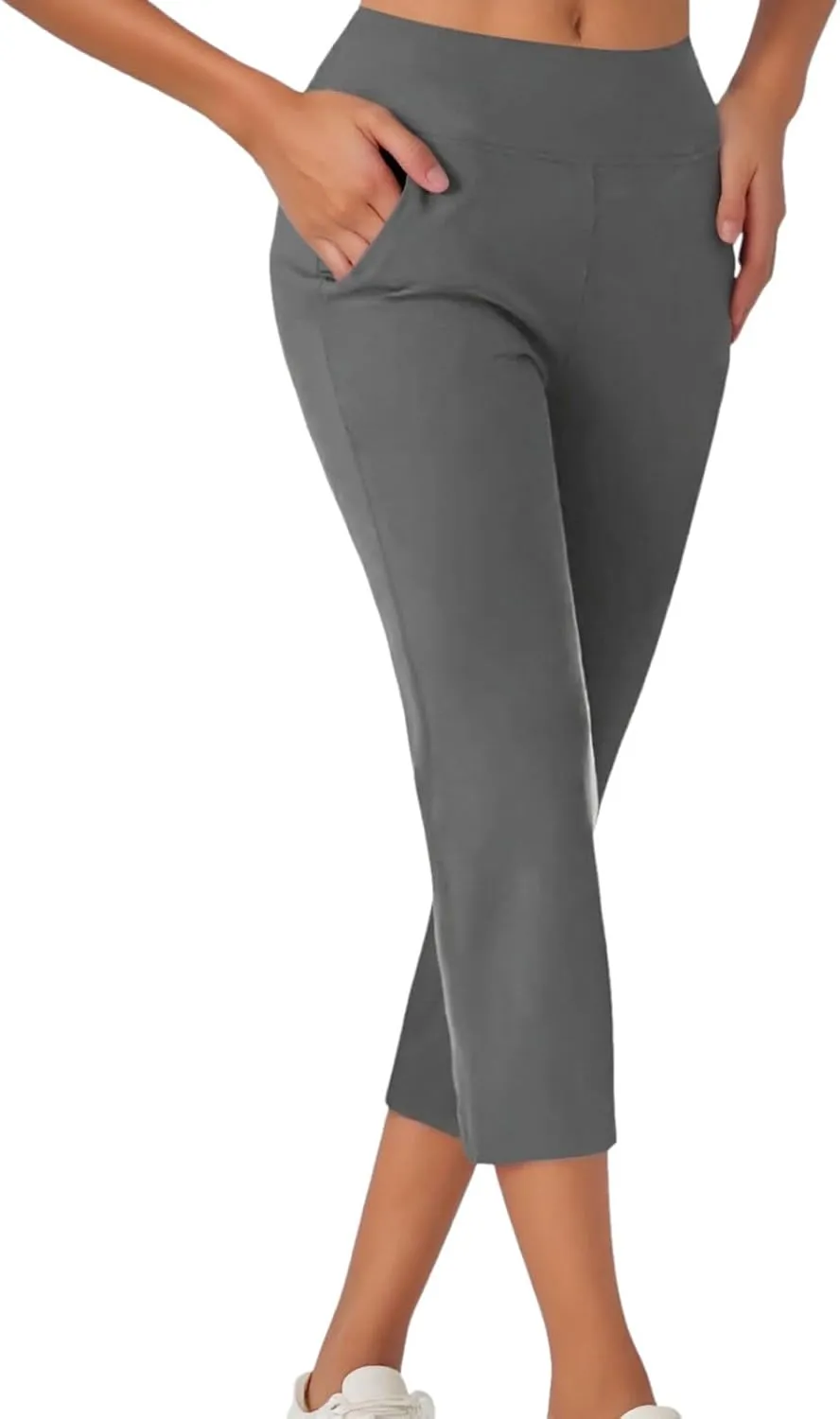 Women's Trendy Yoga Pants Breathable High Waisted Straight Leg Skinny Tight Pants Stretchy Slim-Fit Soft Trousers