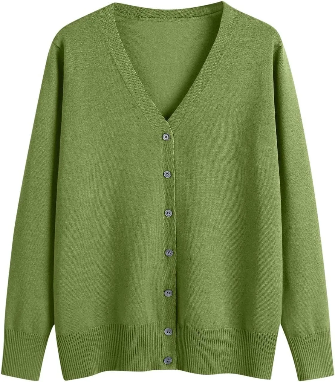 Women's V Neck Long Sleeve Cardigan Sweater Button Loose Soft Knit Sweater 2024 Fall Winter Trendy Tops