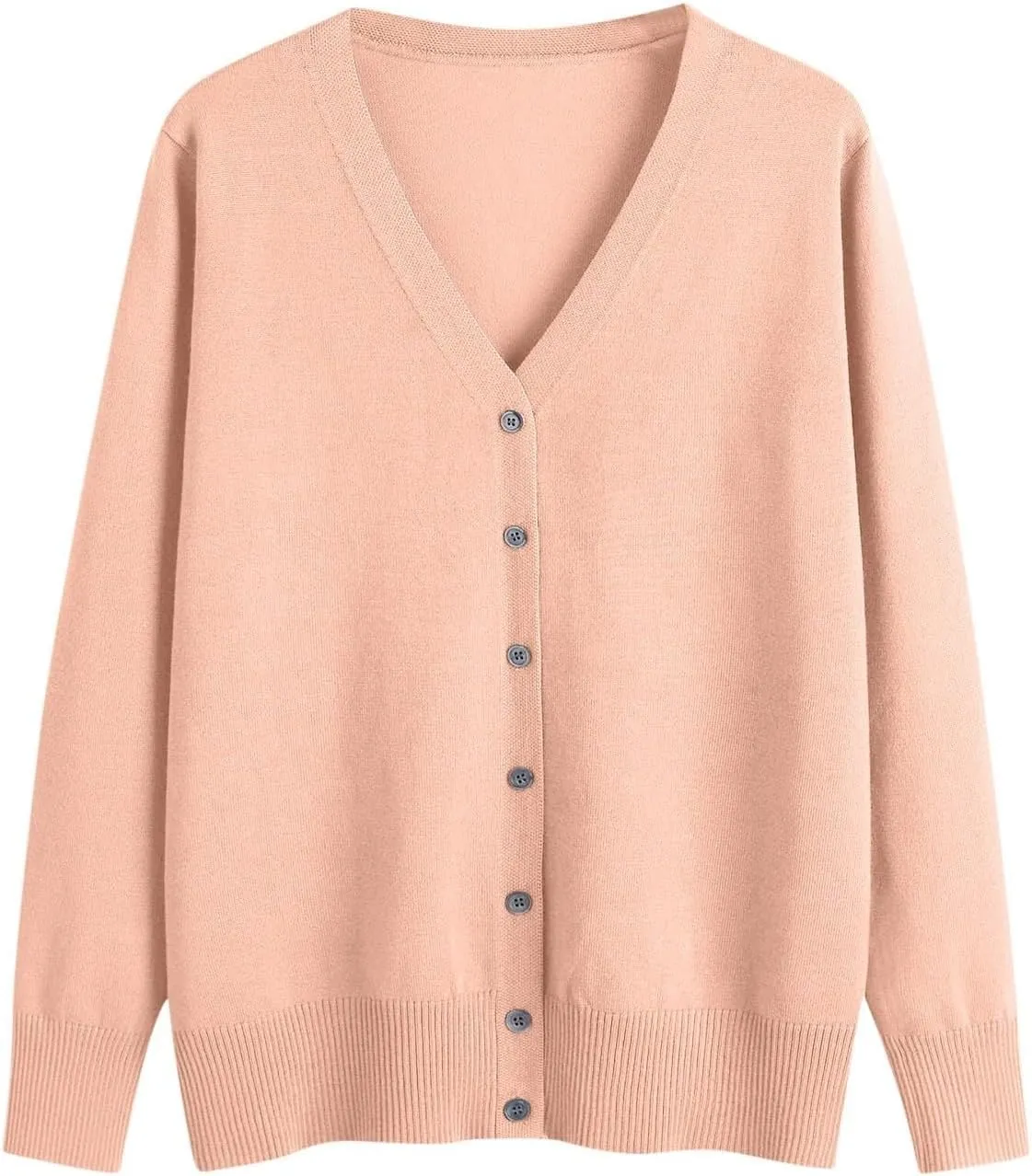 Women's V Neck Long Sleeve Cardigan Sweater Button Loose Soft Knit Sweater 2024 Fall Winter Trendy Tops