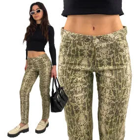 Y2K Mid-Rise Snakeskin Pants (M)