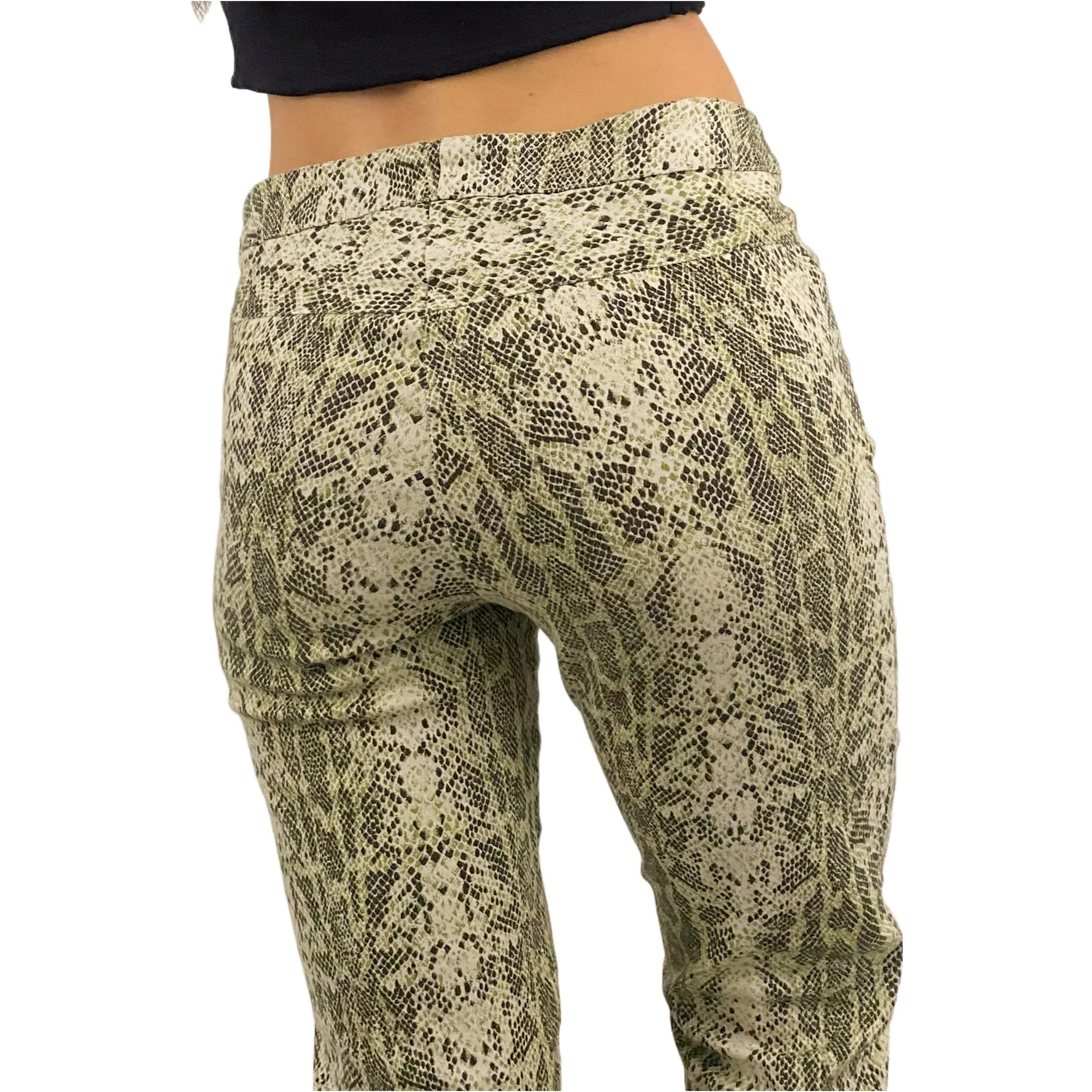 Y2K Mid-Rise Snakeskin Pants (M)