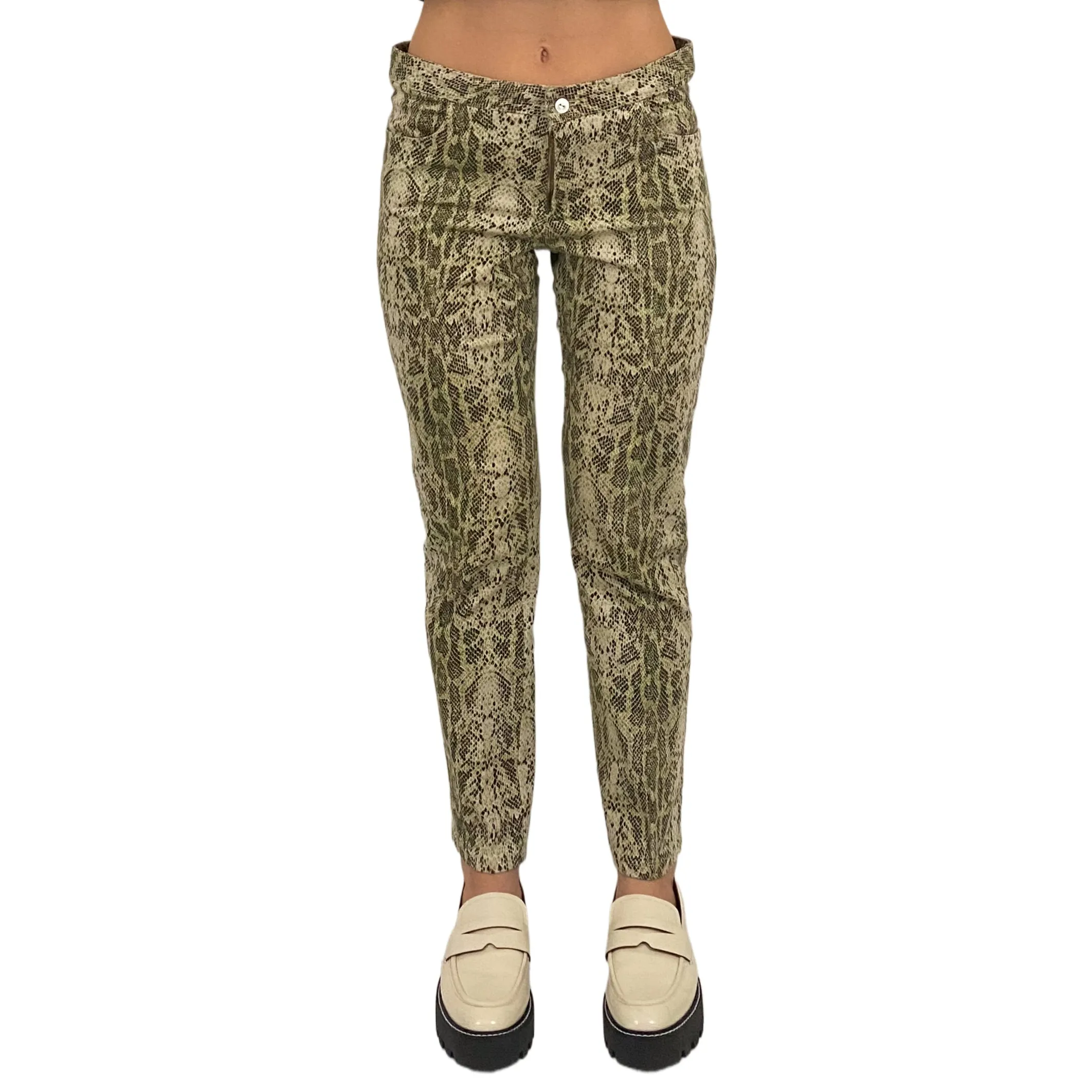 Y2K Mid-Rise Snakeskin Pants (M)