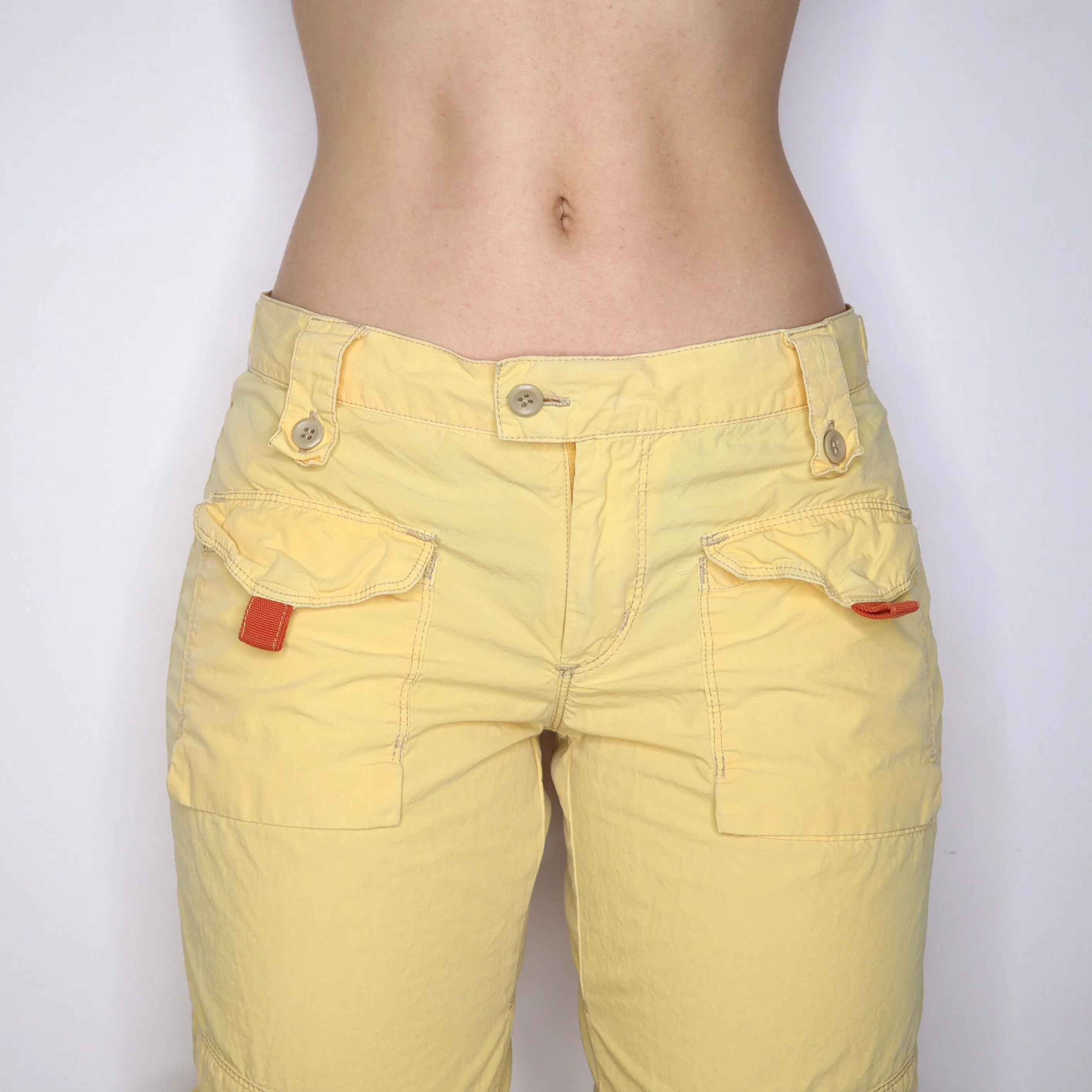 Y2K Yellow Low Waisted Cargo Pants (M)
