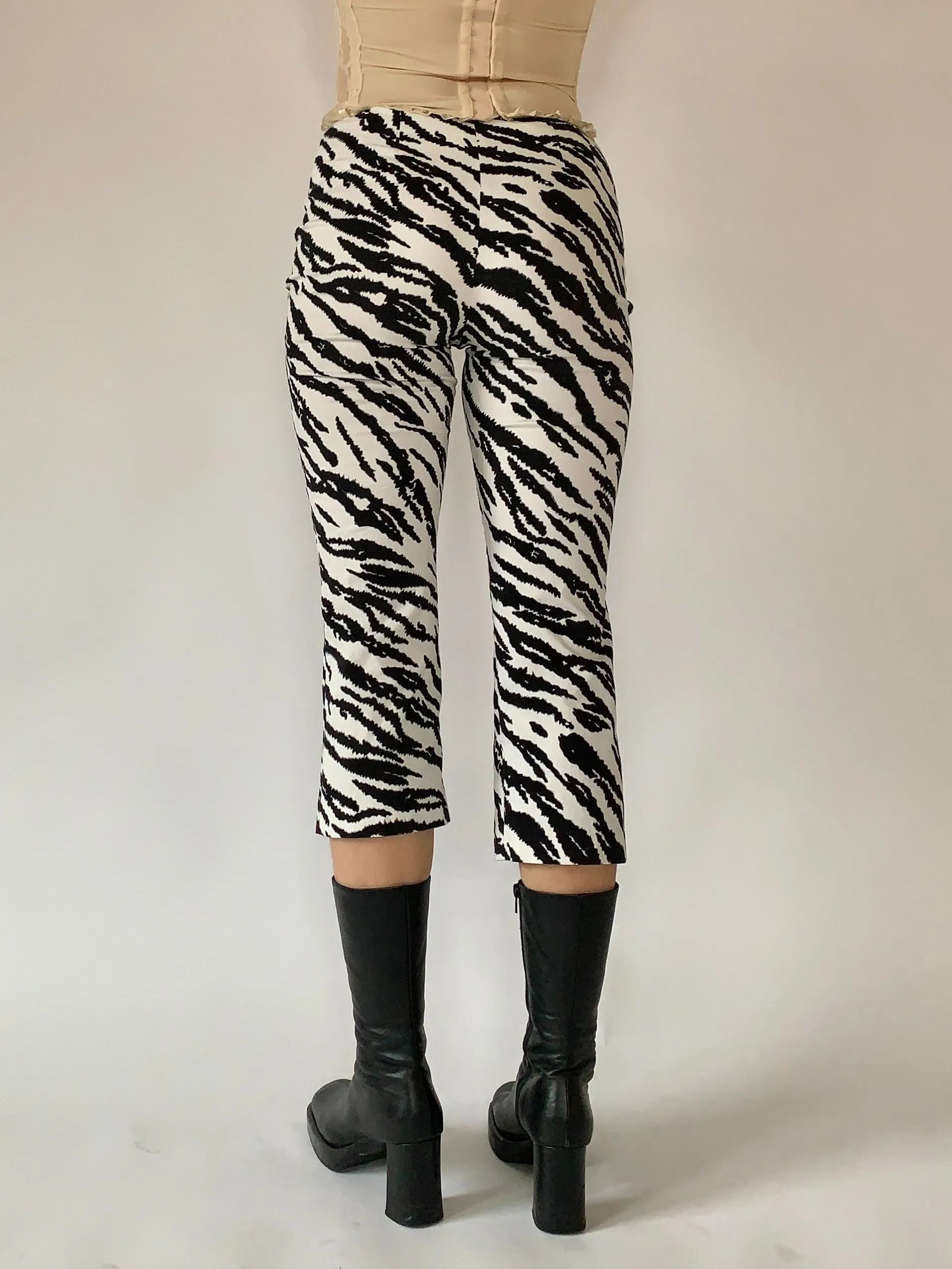 Y2K Zebra Capris - XS/S